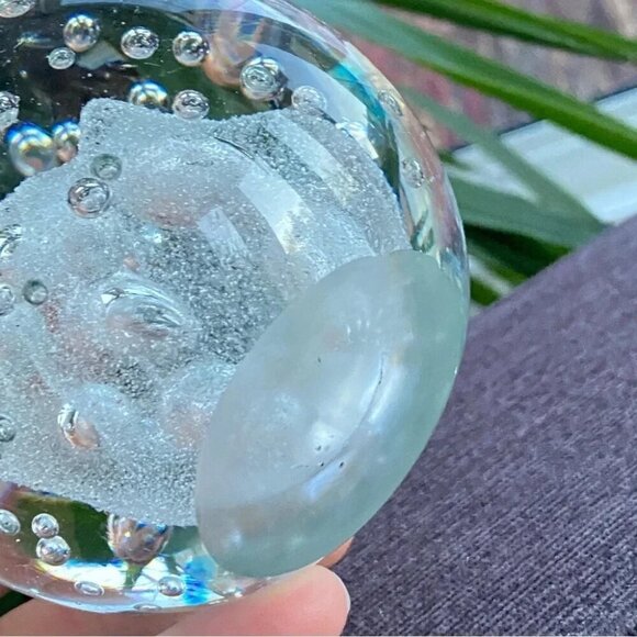 Clear Effervescent Art Glass Paperweight with Bubbles - One Only - Picture 9 of 13